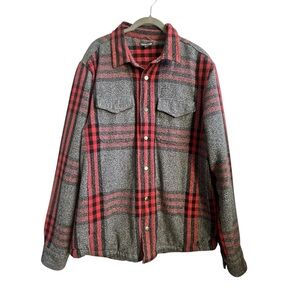 Toad&Co Rare   Red and Gray Kennicott Plaid Shirt Jacket SZ L